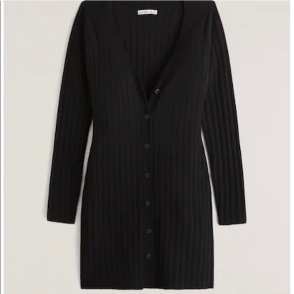 Abercrombie Button-Through Deep-V Mini Sweater Dress - Picture 1 of 4